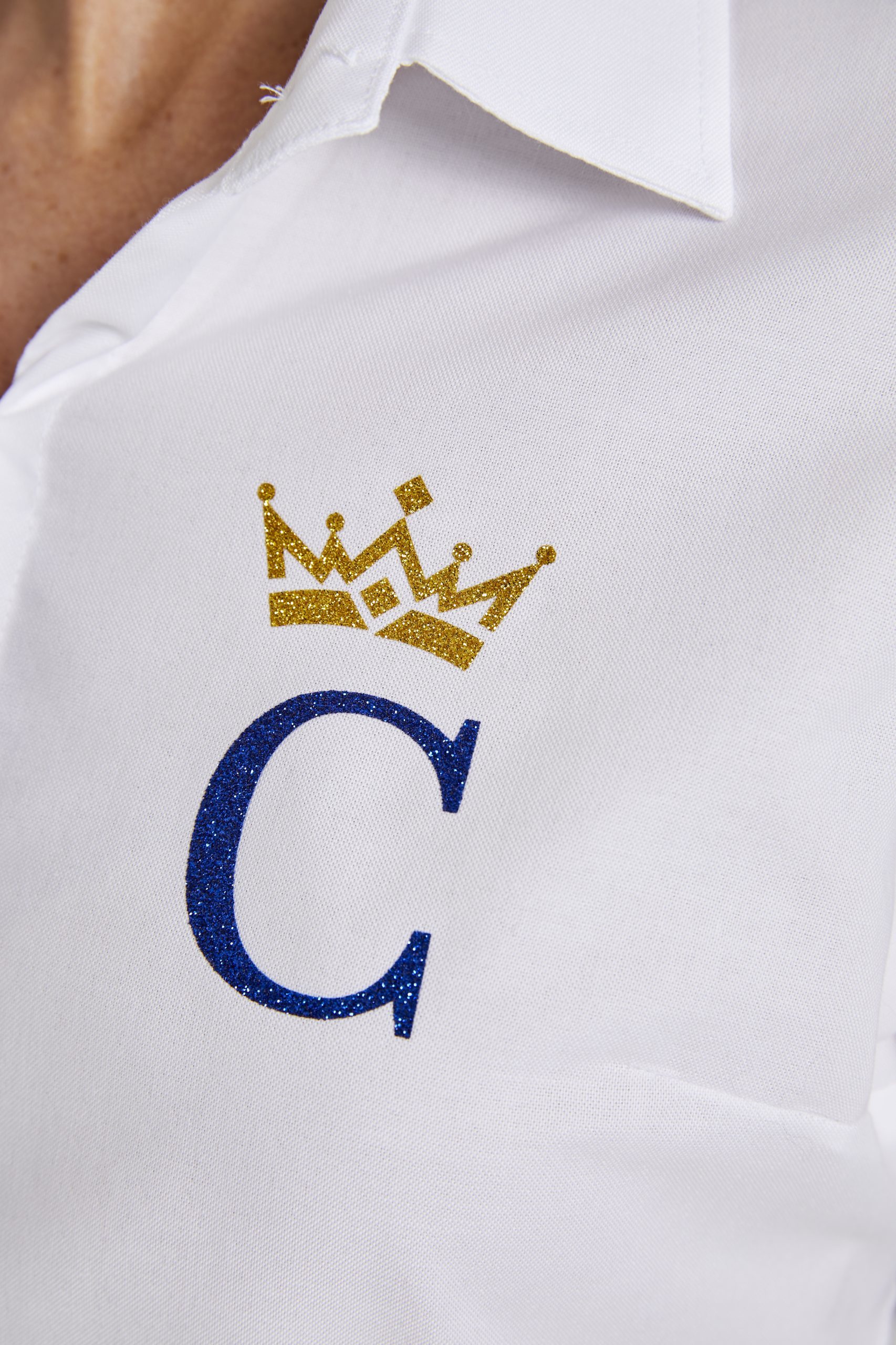 Logo Les Couronnes bleu royal et or Chemise femme régionale Les couronnes